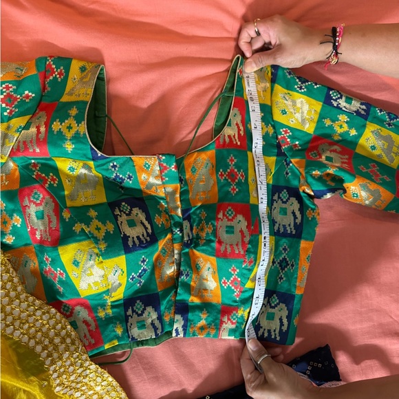 Yellow and Navy Blue Indian Traditional Outfit chaniya Choli - Picture 5 of 11